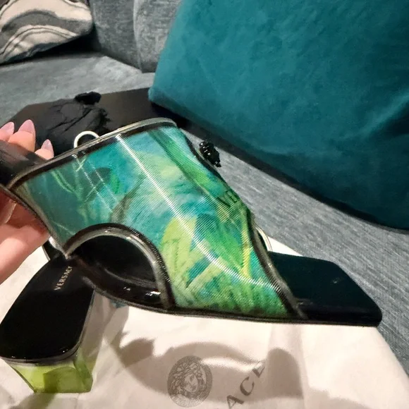 Versace Black and Green Mules - Picture 15 of 16